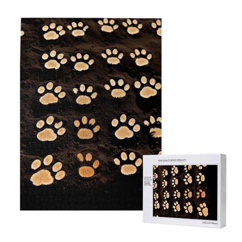Hundepfotenabdrücke, gedrucktes Puzzle mit Aufbewahrungsbox, Holzpuzzle für Erwachsene und Kinder, 500 Teile Familienspaß, dekoratives Spiel Hundepfotenabdrücke, gedrucktes Puzzle mit Aufbewahrungsbox, Holzpuzzle für Erwachsene und Kinder, 500 Teile Familienspaß, dekoratives Spiel von WPUTY