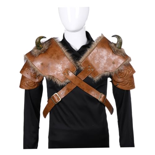 WRITWAA 2 STK Rüstungsschulter Viking Costume Shoulder Armor Men's Costume Mittelalterliches Cosplay-Kostüm einzelne Panzerschulter Schulterstücke aus Leder -Cosplay-Kostüm von WRITWAA