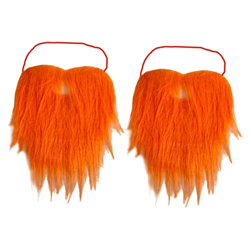 2St Abschlussballparty Bart falscher Schnurrbart Bartöl Bartschneider Bartpflegeset Bartbalsam Fake Beard Fake Schnurrbart lustiger Schnurrbart Schnurrbart-Ornament Flanell Orange WRITWAA von WRITWAA