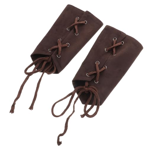 WRITWAA 1 Paar Bayerischer Handschutz Renaissance-accessoires-armband Piratenstiefel Wikinger-armschienen Mittelalterliche Stiefelüberzüge Larp-armbezüge Armabdeckungen Brown Polyester von WRITWAA