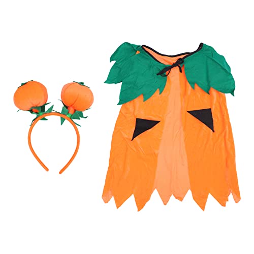 WRITWAA 1 Satz 2St Kürbis-Umhang Halloween Kürbis Schal kleinkind kostüm hallowennkostüme verkleidung Kürbis Haarband Kürbis-Haarbänder Stoff Orange von WRITWAA