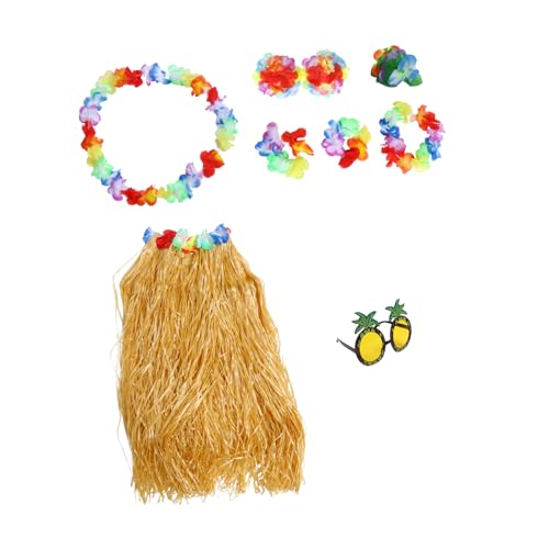 WRITWAA 1 Satz Ananas Brille Hula Rock Luau-Outfit hawaiianisches Performance-Kostüm Luau-Gras-Röcke hawaii sonnenbrille hawaii outfit Kostüme im Hawaii-Stil Performance-Blattkleid Plastik von WRITWAA