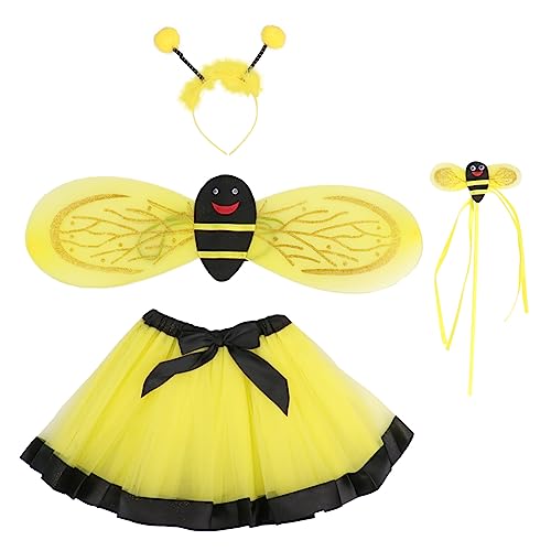 WRITWAA 1 Satz Biene 4er-Set Kostüm für Kinder Kinderkleidung Stirnband für Mädchen verkleidung kinder kinderkleider Performance-Kostüm Dekoration für Partykleidung Siebdruck Yellow von WRITWAA