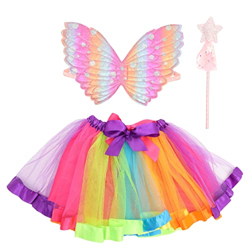 WRITWAA 1 Satz Flügel verkleiden Requisiten Dekoration Kostüm Mädchen-Outfits Engelskostüm halloween costume halloween kleidung Kinder schöner Zauberstab Fee verkleiden sich Tuch Rosa von WRITWAA