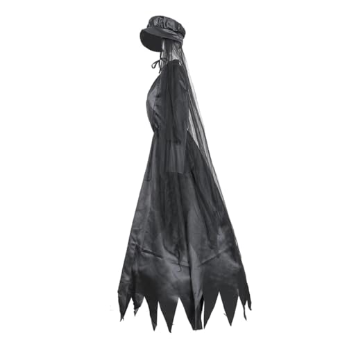 WRITWAA 1 Satz Halloween-Kleid halloween kopfschmuck halloween kopfbedeckung hexenkleid Gothic-Outfit Viktorianisches Vampirkostüm Halloween langes Kleid Performance-Kostüm Polyester Black von WRITWAA