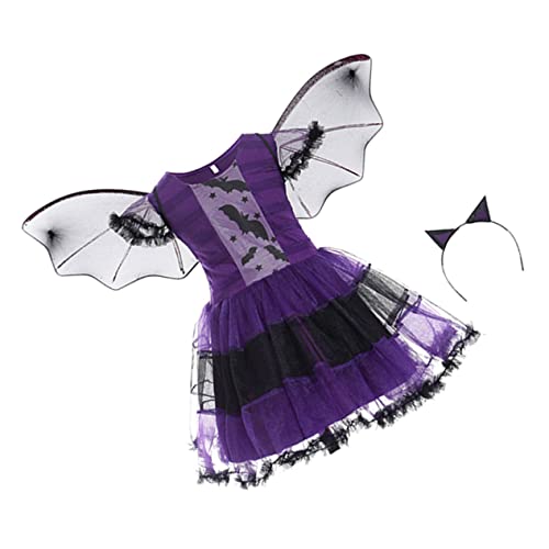 WRITWAA 1 Satz Halloween-kleider Fledermaus-tutu-kleid Halloween-kostümkleid Halloween-cosplay-kleid Kostüme Für Kinder Halloween-dekor Mädchenkostüm Halloween-rock Outfits Violett Stoff von WRITWAA