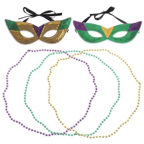 WRITWAA 1 Satz Karnevalsmaske masquerade faschingskostüme karnevalsdekoration faschingsmaske jewelry set Gefälligkeiten Party Karnevalsperlen zum Leuchten bringen Mardi-Gras-Perlen Plastik von WRITWAA