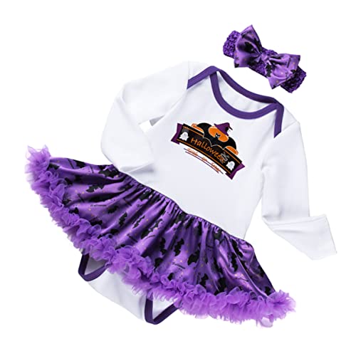 WRITWAA 1 Satz Langärmliges Stramplerkleid stirnbänder Strumpfhose für Mädchen Halloween Outfit für Babys Halloween- -Outfit Halloween-Babyspielanzug Mädchen Strampler von WRITWAA