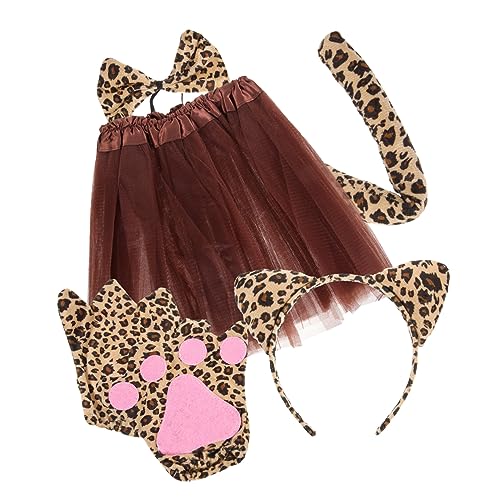 WRITWAA 1 Satz Leopard-Cosplay-Kostüm Tier-Cosplay- Zebraohren camoing kleidung Stirnband und Fliege mit Leopardenohren Stirnband und Handschuhe mit Leopardenohren Garn von WRITWAA