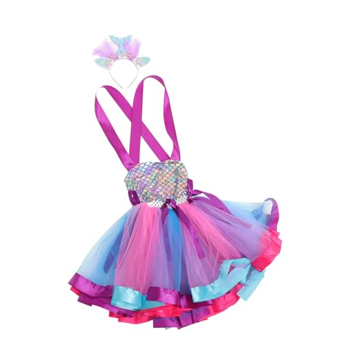 WRITWAA 1 Satz Meerjungfrau Sommerkleid Prinzessinnen-Stirnband Halloween-Meerjungfrau-Kostüm meerjungfrau geburtstagsdekoration Kleider Meerjungfrau-Tutu-Kleid Performance-Rock Nylon von WRITWAA