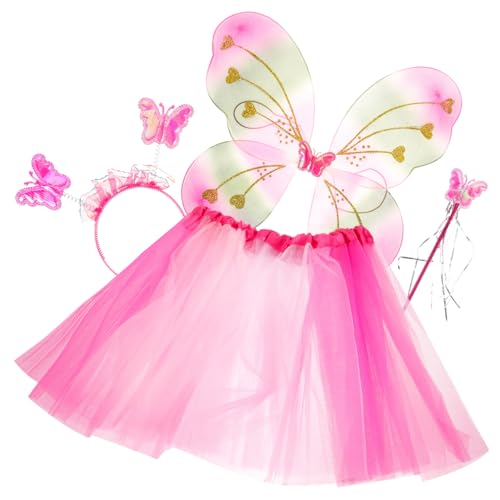 WRITWAA 1 Satz Regenbogen-tutu-rock Für Mädchen Schmetterling Kostüm Cosplay Prop Prinzessinnenfeenkostüm Für Mädchen Regenbogen-tutu-kleid Feenflügel Für Mädchen Eisendraht von WRITWAA