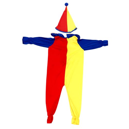 WRITWAA 1 Satz Rotes Und Gelbes Clownkostüm Kostüme Outfit Kappe Clown Kleinkinderkostüm -clown-kostüm Halloween-requisiten Kostümclown Hut Mit Breiter Krempe Uv Chemiefaser (dünner) von WRITWAA