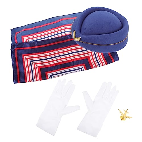 WRITWAA 1 Satz Stewardess-cosplay-kostüm Pilot Kopftuch Bo Stewardess-kostüm Stewardess Kostüm Stewardess-baskenmütze Dekorationen Sackleinen Rot-weiß-blaues Bandana Bausatz Zubehör Stoff von WRITWAA