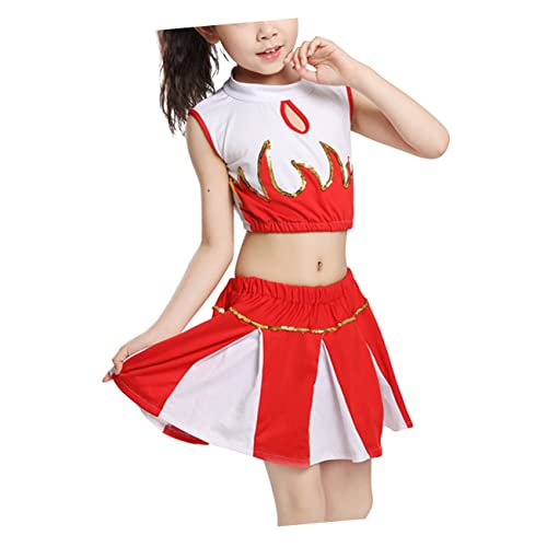 WRITWAA 1 Satz Tanzkostüm Cheerleader-tanzkleid Cheerleader-cosplay-uniform Cheerleader-outfits Für Die Kinderschule High-school-cheerleader-outfit Cheerleader-outfit Für Kinder Rot von WRITWAA