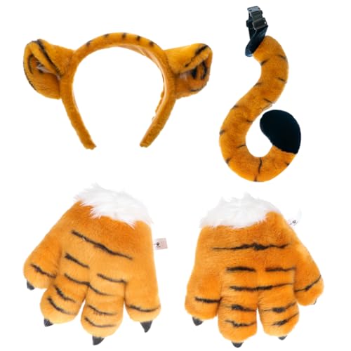 WRITWAA 1 Satz Tiger-cosplay Tigerohren Tiger-stirnband Tigerkostüm Für Kinder Tiger-haarband Cosplay-requisite Für Kinder Tierstirnband Für Kinder Frackkostüm Tierkostüm Plüschmaterial von WRITWAA