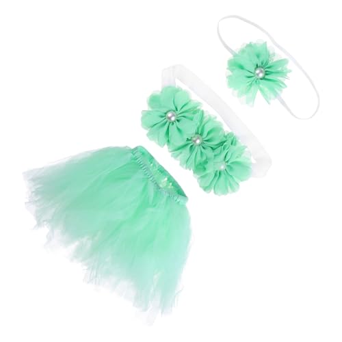 WRITWAA 1 Satz Tutu Rock Dreiteiliges Set Tutu-rock Für Babymädchen -tutu-rock Neugeborener Tutu-rock -kit Tutu-kleid Für Kleinkinder Kinderanzug Tutu-geburtstagsoutfit Acryl Green von WRITWAA