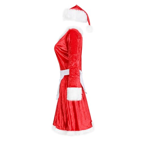 WRITWAA 1 Satz Weihnachtskleid Weihnachtsmann Weihnachtskleid Santa Frauen Röcke Kleideroberteile Für Damen Weibliches Weihnachtsmann-outfit Weihnachtskostüm Damenanzüge Frauenanzug Rot von WRITWAA