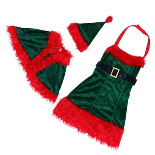 WRITWAA 1 Satz Weihnachtskleid Weihnachtsparty-kostüm Cosplay-kleid Frau Weihnachtskostüm Weihnachtliches Schalkleid Cosplay Elfenkleidung Weihnachtsparty-outfit Frauenkleid Polyester von WRITWAA