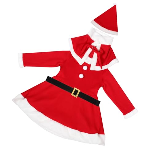 WRITWAA 1 Satz Weihnachtskostüm-Outfit Weihnachtsmannkostüm für Mädchen Weihnachtskostüme Umhang Frau Santa Anzug weihnachtskleid kinder Weihnachtskostüm Kinder Polyester (Polyester) rot von WRITWAA