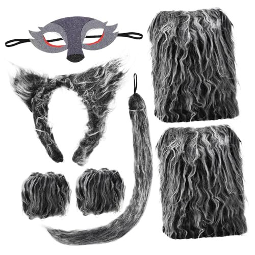 WRITWAA 1 Set Plüsch-kostüm-set mit Ohren Handschuhen und für Cosplay Halloween Jungen und Mädchen Party Zubehör für Erwachsene von WRITWAA