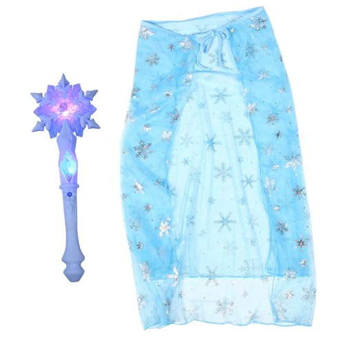 WRITWAA Prinzessin Leuchten Mädchen Spielzeug Schneeflocke Cape und Set Kinder Stick von WRITWAA