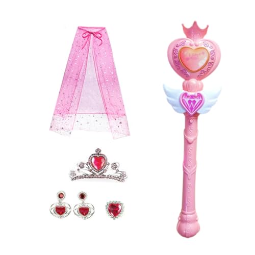 WRITWAA 1 Satz Zauberstab spielzeug kinderkleider toys clothes party kinder Prinzessinnen Umhang für Kinder Schmuckset Fee-Cosplay Foto-Requisiten blinkende Stöcke Glühstab Blase Rosa von WRITWAA