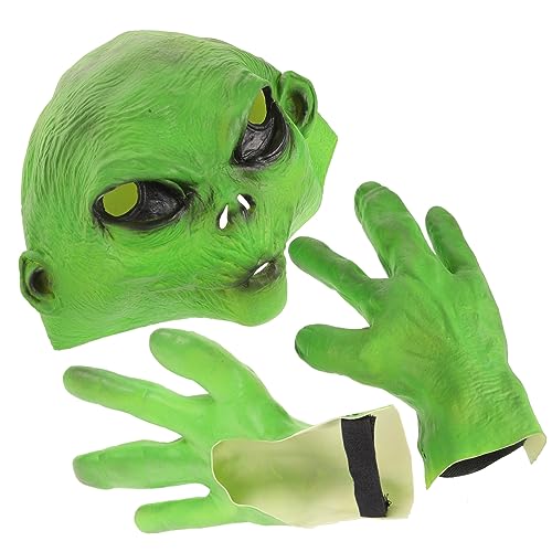 WRITWAA 1 Set Alien Aus Für Halloween Inkl Handschuhe Gruselige Cosplay Kopfmaske Für Unvergessliche Partys Perfekte Für Halloween Events Und Kostümpartys von WRITWAA