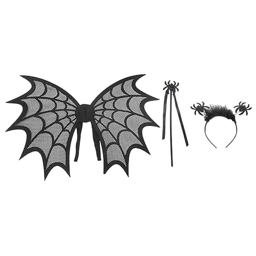 WRITWAA 1 Set Aufblasbares Filz Schwarz Halloween Flügel Mit Haar Hoop Aufblasbares Kostüm Erwachsene Cosplay Kostüm von WRITWAA