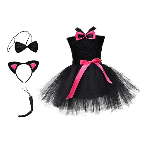 WRITWAA 1 Set Katzenrock Anzug Outfits Für Mädchen Schwarzes Kleid Mädchen Weihnachtsoutfit Kinderplatz Mädchenkleidung Blazerkleid Weihnachtskostüme Mädchenkleid Kinderkleid Bekleidung von WRITWAA