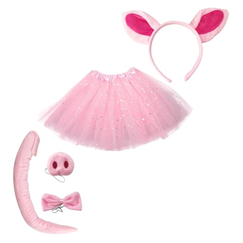 WRITWAA 1 Set Plüsch Stirnband Melodrama Performance Haarnadel Piggy Stirnband Rock Anzug Requisiten Plüschtiere Cosplay Party Requisite Piggy Spielzeug Kinderkleidung von WRITWAA