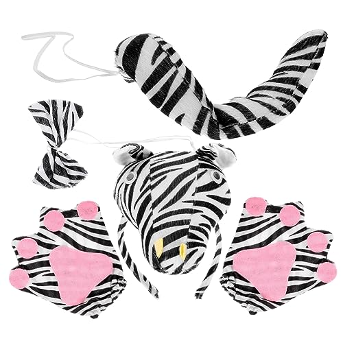 WRITWAA 1 Set Zebra-cosplay-make-up-performance-requisiten, Zebra-kopfschmuck, Fliege, Und Handschuhe von WRITWAA