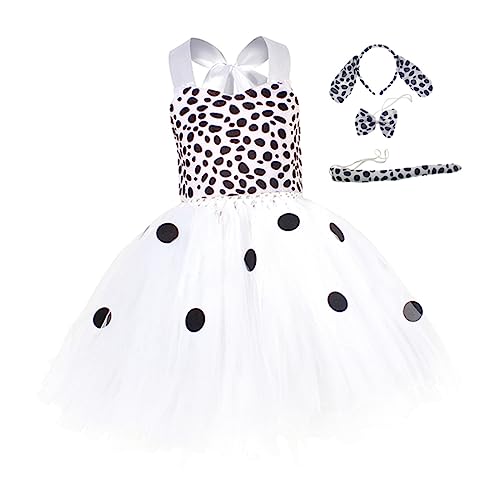 WRITWAA 1 Set ädchen Cosplay Kostü Set Gepunktetes Kleid Mit Ohren Haarband Und Fliege Für Tierkostü Für Halloween Karneval Und Festlichkeiten Größe 4 5 Jahre von WRITWAA