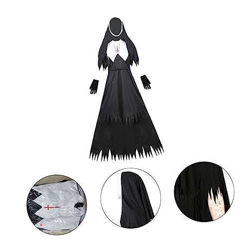 WRITWAA 1 Stück Halloween Zombie Uniform Zombie Nonne Halloween Kostüm Gruselig Für Halloween Nonne Ritter Halloween Umhang Kostüm Vampir Kostüm Nonne Gruseliges Kostüm Maske von WRITWAA