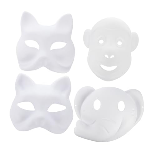 WRITWAA 12st Leere Maske Lackierbar Bühnenauftrittsmaske Gesichtsmaske Für Kinder Mache-art-masken Unbemalte Maske Venezianische Maske Fuchsmasken Zoo-cosplay Affenmaske Kostüm Weiß Papier von WRITWAA