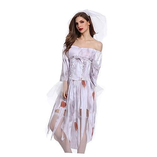 WRITWAA 1Stk Geisterbraut Kostüm Braut-Cosplay-Kleidung Bühnen-Zombie-Spielkostüm Braut-Outfit halloween costume halloween kleidung Halloween-Verkleidung Halloween-Kostüm Vermischt von WRITWAA