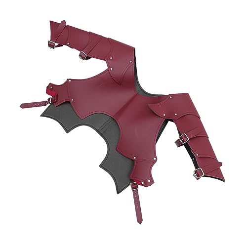 WRITWAA 1Stk Schulterstücke Schulterpanzer Kostüm Rollenspiel Schulter Jacke Achselzucken PU-Rüstungen heeloween kriegerin shoulder armor Rüstungen aus PU-Leder Cosplay-Rüstungskostüm rot von WRITWAA