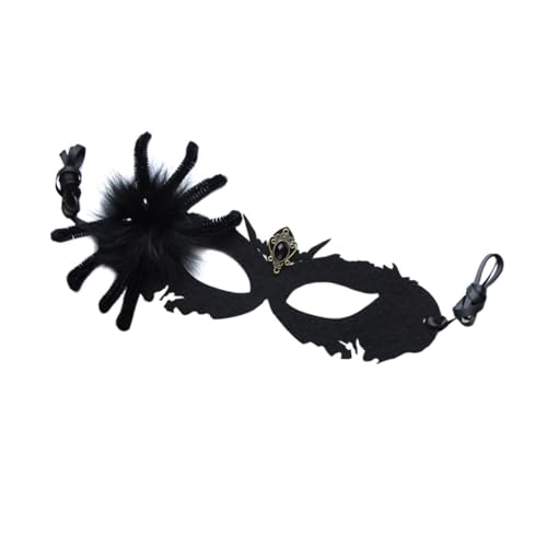 WRITWAA 1Stk Spinnen-Halbgesichtsmaske Ball Kostüm Kopfbedeckung Halloween-Masken für halloween masken halloweenmaske Spider mask Dame Maske Requisiten Party-Halbmaske Plüschstreifen Black von WRITWAA