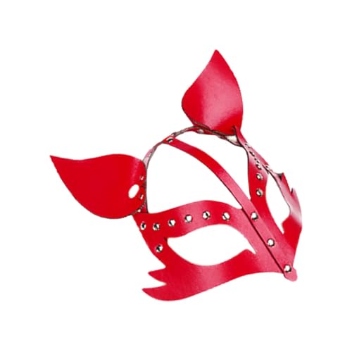 WRITWAA 1Stk aus Fuchsleder Cosplay-Tiermasken Kostüme Gothic-PU-Halbgesichtsmasken personalisiert halloween masken halloweenmaske Cosplay- fuchsförmige Ledermaske PU- rot von WRITWAA