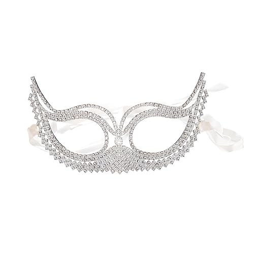 WRITWAA 1stk Maskerade Maske Karneval Maskerade Party Einzigartige Maske Maskerade Dame Maske Kostüm Gesichtsmaske Kreative Maske Neuheit Goldene Maskerade Strasssteine Weiß von WRITWAA