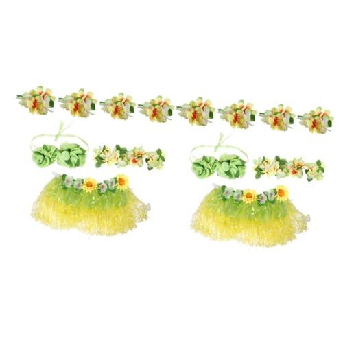 WRITWAA 2 Sätze Hula-Kleidung für Kinder hawaii mottoparty deko hawaii party outfit Hawaii-Themenparty-Dekoration Hawaiianischer Tanzrock Hawaii-Themenstütze Kinderrock Plastik von WRITWAA