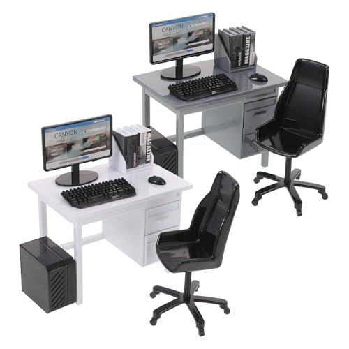 WRITWAA 2 Sets Miniatur-Puppenhausmöbel-Zubehör, Computer, Mini-Simulations-PC, 1:12, Buch, Bürotisch, Plastikstuhl, Tastatur, Modell für Kinder, Rollenspiel-Spielzeug WRITWAA 2 Sets Miniatur-Puppenhausmöbel-Zubehör, Computer, Mini-Simulations-PC, 1:12, Buch, Bürotisch, Plastikstuhl, Tastatur, Modell für Kinder, Rollenspiel-Spielzeug von WRITWAA