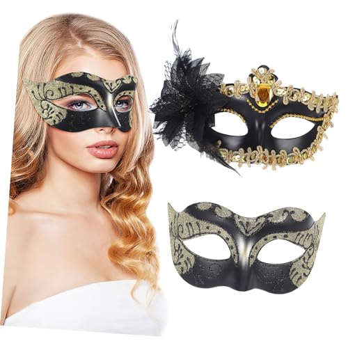 WRITWAA 2 Stk Maske Dekorationen Kostüm Quaste funkeln Party venezianisch Männer maskieren venetian mask costume masks face mask set the mask masks black lace mask black masks Spitze PVC von WRITWAA