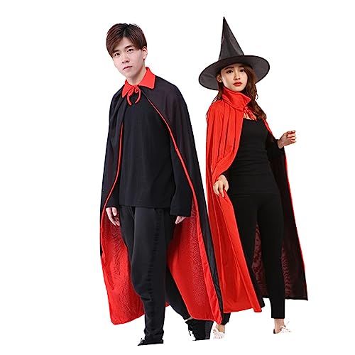 WRITWAA Halloween Vampir Kostüm Männer Schwarz Rot Cape Cosplay Kostüme Für Erwachsene Hut Jungen Und Mädchen Party Wear von WRITWAA