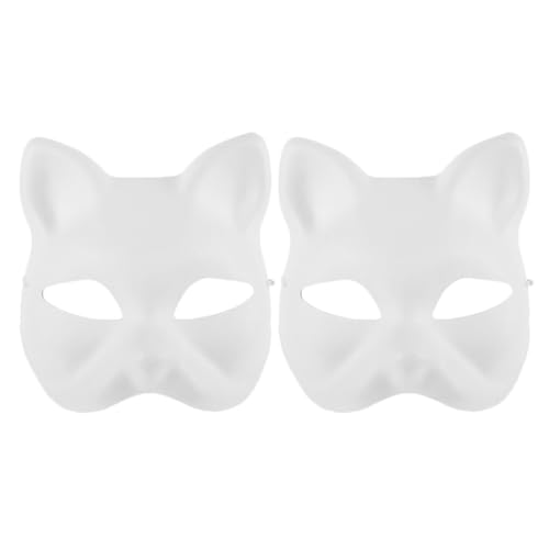 WRITWAA 2 Stück Katzenmaske Therian-Maske Tiermaske Halloween-Maske Diy Weiße Masken Für Männer Frauen Kinder Für Maskerade Halloween Cosplay Masken Kostüm Partyzubehör von WRITWAA