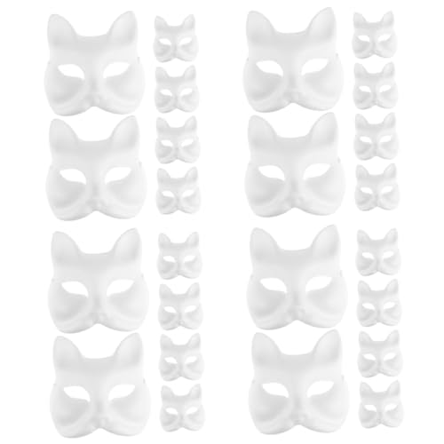 WRITWAA 24 Stk handbemalte Maske unfertige leere Maske weiße Maskerademaske für Frauen Abschlussball Maske einzigartig Make-up-Kostüm-Requisiten Gesichtsmaske Zellstoff Kind Zubehör Papier von WRITWAA