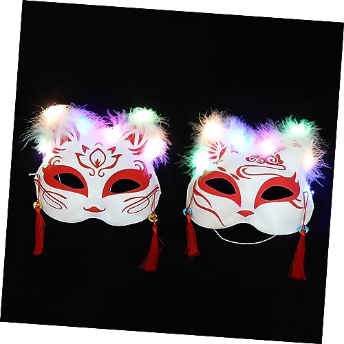 WRITWAA 2St Fuchs Maske Maskerade Augenkostüm ball ball masken japanische masken Halloween-Fuchs-Kostümmasken glowing mask fox mask Cosplay-Zubehör Maskerade Füchse Maske Plastik rot von WRITWAA