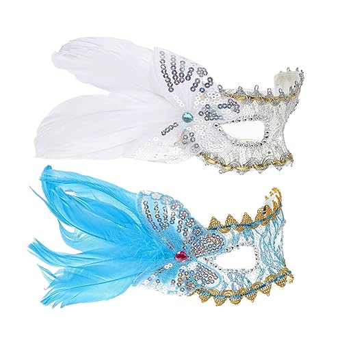 WRITWAA 2St Tanzmaske halloween masken halloweenmaske augenklappe faschingsmasken augenmasken weiße Masken karneval party masken Halloween-Maske Masken für Frauen blaue Partymaske Plastik von WRITWAA