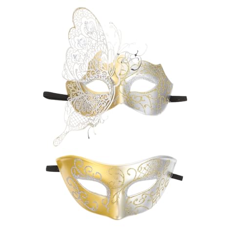 WRITWAA 2st Diamant-schmetterlings-maske Halbe Maskerade-masken Glitzermaske Weibliche Maske Kostüm Lustige Maske Augenmasken Halloween-accessoires Golden Plastik von WRITWAA