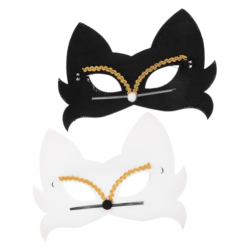 WRITWAA 2st Katzenmaske Halloween Masken Halloween-maske Halloween-katzenkostümmaske Katzenfrauenmaske Katzen-gesichtsmaske Für Halbgesichts-augenmaske Tier-maskerade-maske Stoff von WRITWAA