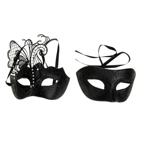 WRITWAA 2st Maskerade Maske Partymasken Halloween-frauenmasken Schwarze Masken Halloween-kostüm Für Männer Kostüm Augenmasken Maskerade Halloween Halbmaske Weiße Masken Film Black Eisen von WRITWAA